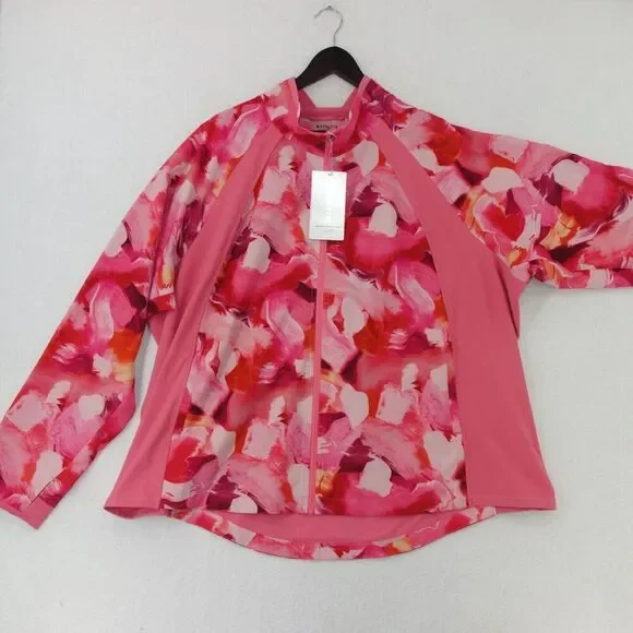 NEW Athleta Run With It Printed Jacket pink Women's Plus Size 3X - Picture 3 of 14